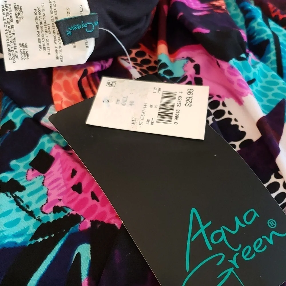 AQUA GREEN COLORFUL RACERBACK TANKINI TOP SIZE SMALL #